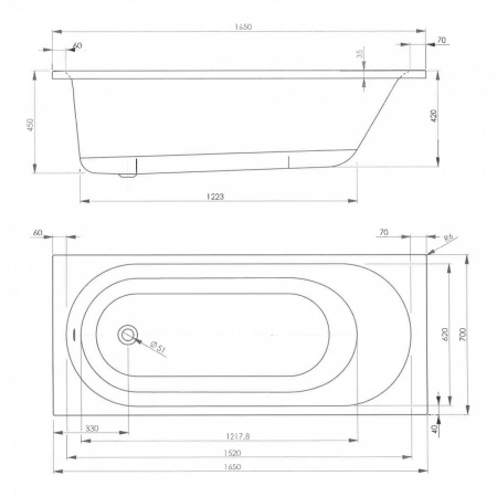 Акриловая ванна Vagnerplast Kasandra (165x70) VPBA165KAS2X-04